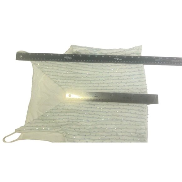 ALEXIA ADMOR Women Sleeveless Sequin Cropped Top Sz 8 White Feminine 94-19 - Picture 6 of 10